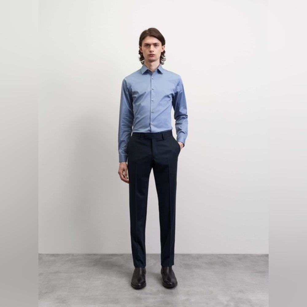 Tiger of Sweden Filbrodie Extra Slim Stretch Dress Shirt Blue 39 15.5